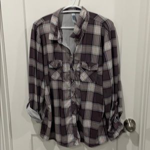 Purple plaid long sleeve shirt